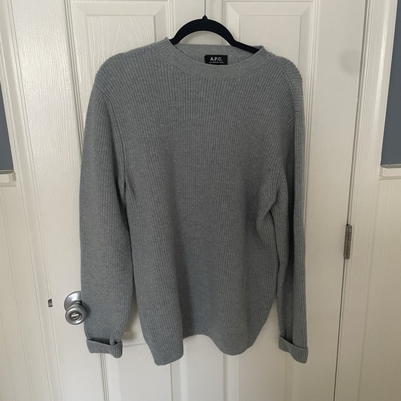 A.P.C. Rue Madame Paris APC Women's Crew Knit Sweater 100% Camel Wool XL Blue - Picture 1 of 7